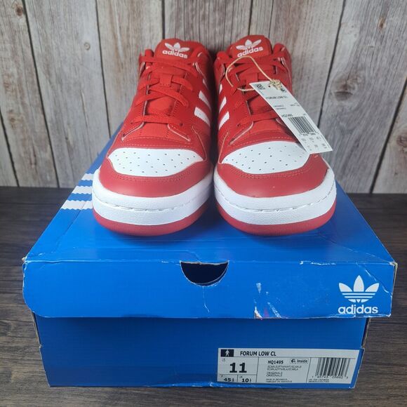 Adidas Originals Low CL HQ1495 Scarlet Red White Sneaker Men's Sz 11 (NIB) - Picture 2 of 10
